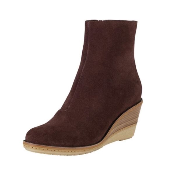 Cole Haan Rayna Chestnut Brown Waterproof Suede Wedge Wrap Bootie Size 8.5 - Picture 1 of 10